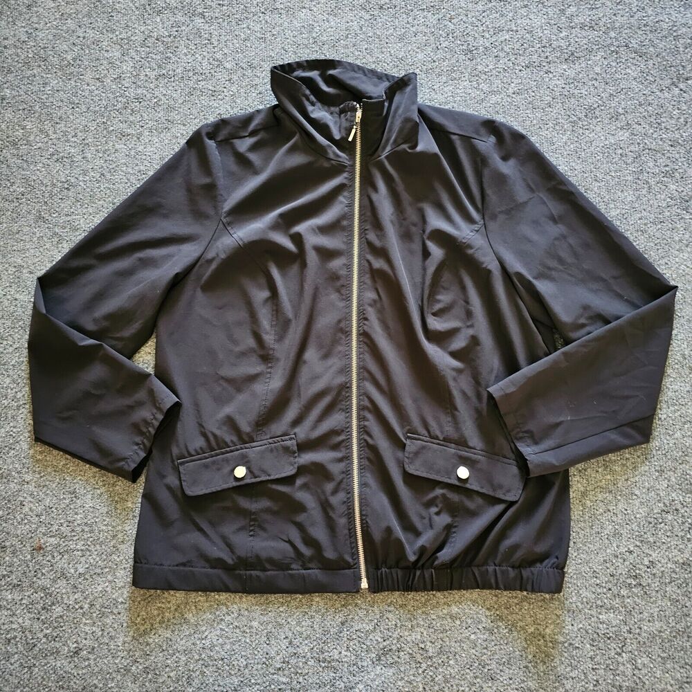 Chicos Zenergy Jacket 2 Womens Large Black Long Sleeve Button Lightweight Casual